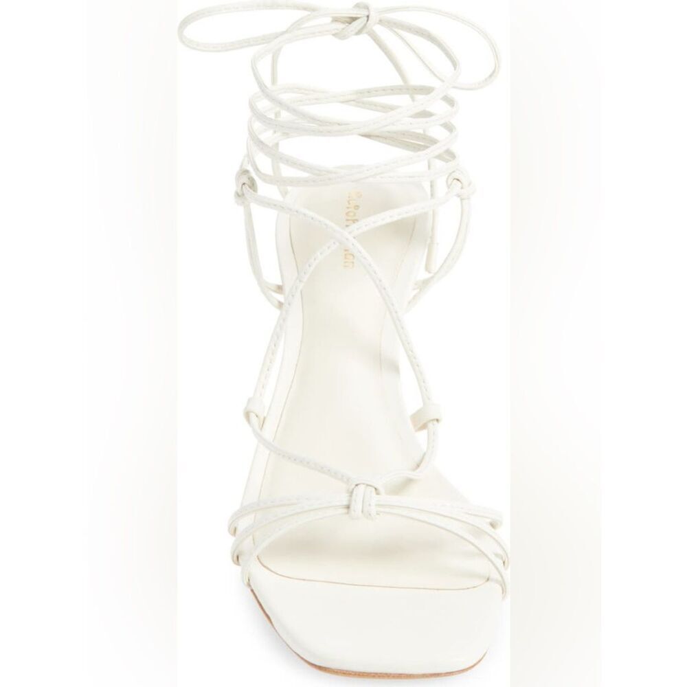 Reformation Gray Knotted women’s 
Lace-Up White Strappy Heeled Sandals Size 9